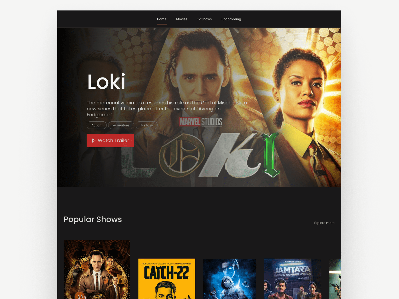 favorite tv show landing page